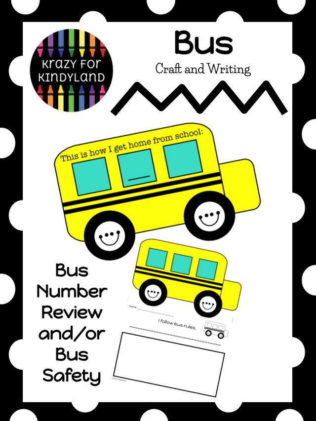 Back to School Bus Kindergarten Arts and Crafts Writing Lesson Activity