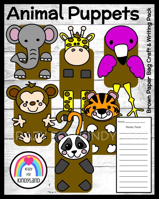 Zoo Craft, Writing Activities: Monkey, Tiger, Elephant, Giraffe, Panda,  Flamingo
