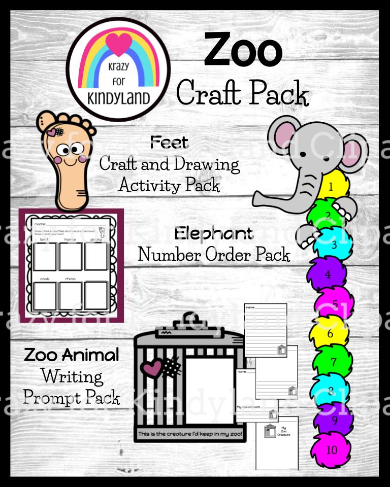 Zoo Craft Activities for Math& Literacy: Animal / People Feet, Cage,  Elephant