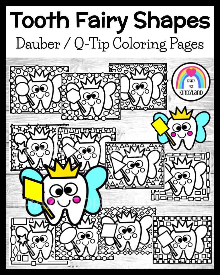 Tooth Fairy Shapes Coloring Pages: Dauber / Q-Tip Dotter Dental