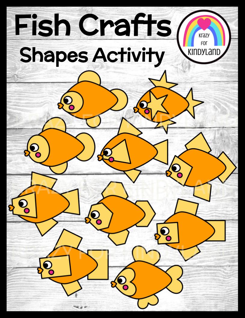 Fish Craft, Shape Activity for Kindergarten Ocean, Pet Math Center