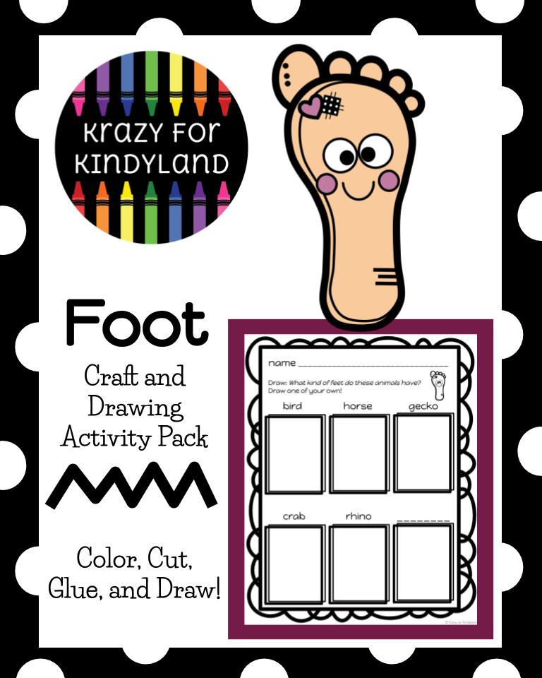 Feet Craft and Drawing Activity for Science Center and Animal Feet
